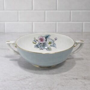 Royal Worcester Woodland Blue Soup Cup Bone China Dual Handle